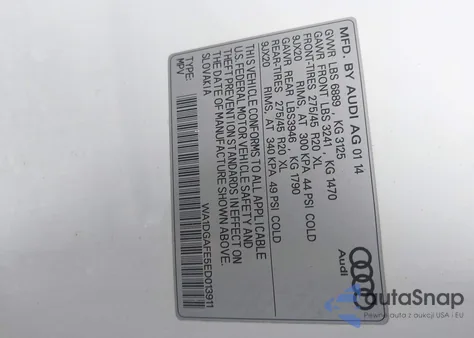 2014 Audi Q7 3.0T S Line Prestige from USA, damaged, VIN WA1DGAFE5ED013911